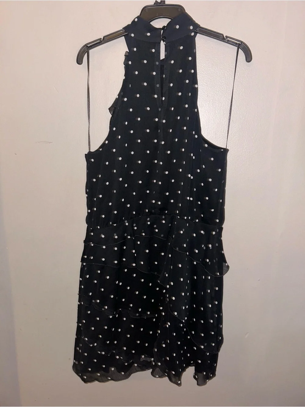 Maeve Dress - black/white polka dot “Maeve Halter Rosette Mini Dress”